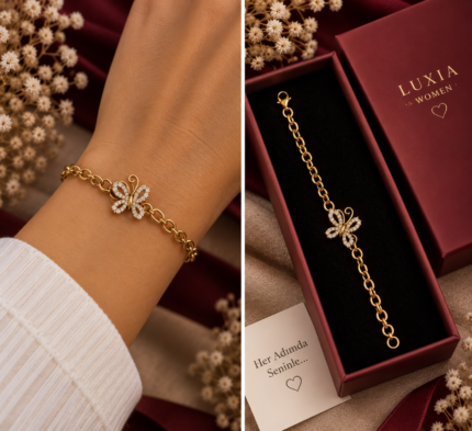 taşlı kelebek gold xuping bileklikꨄ︎